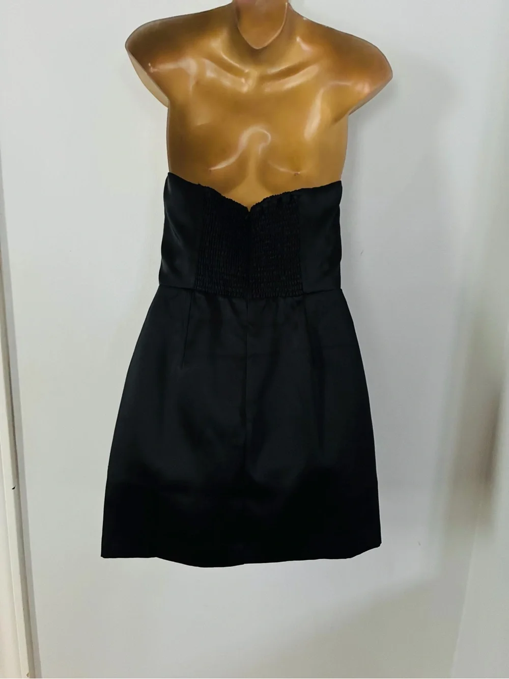H&M Strapless Black Mini Dress – Satin Look Party Cocktail Dress –s - Picture 4 of 5